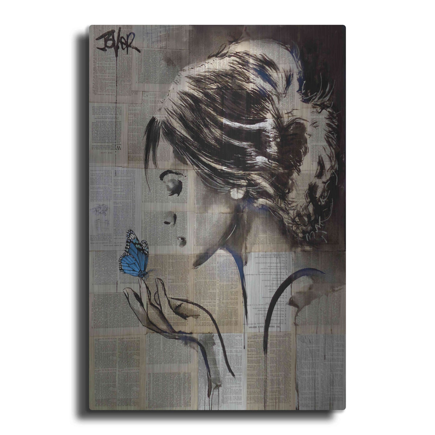 Luxe Metal Art 'A Little Blue Hope' by Loui Jover, Metal Wall Art