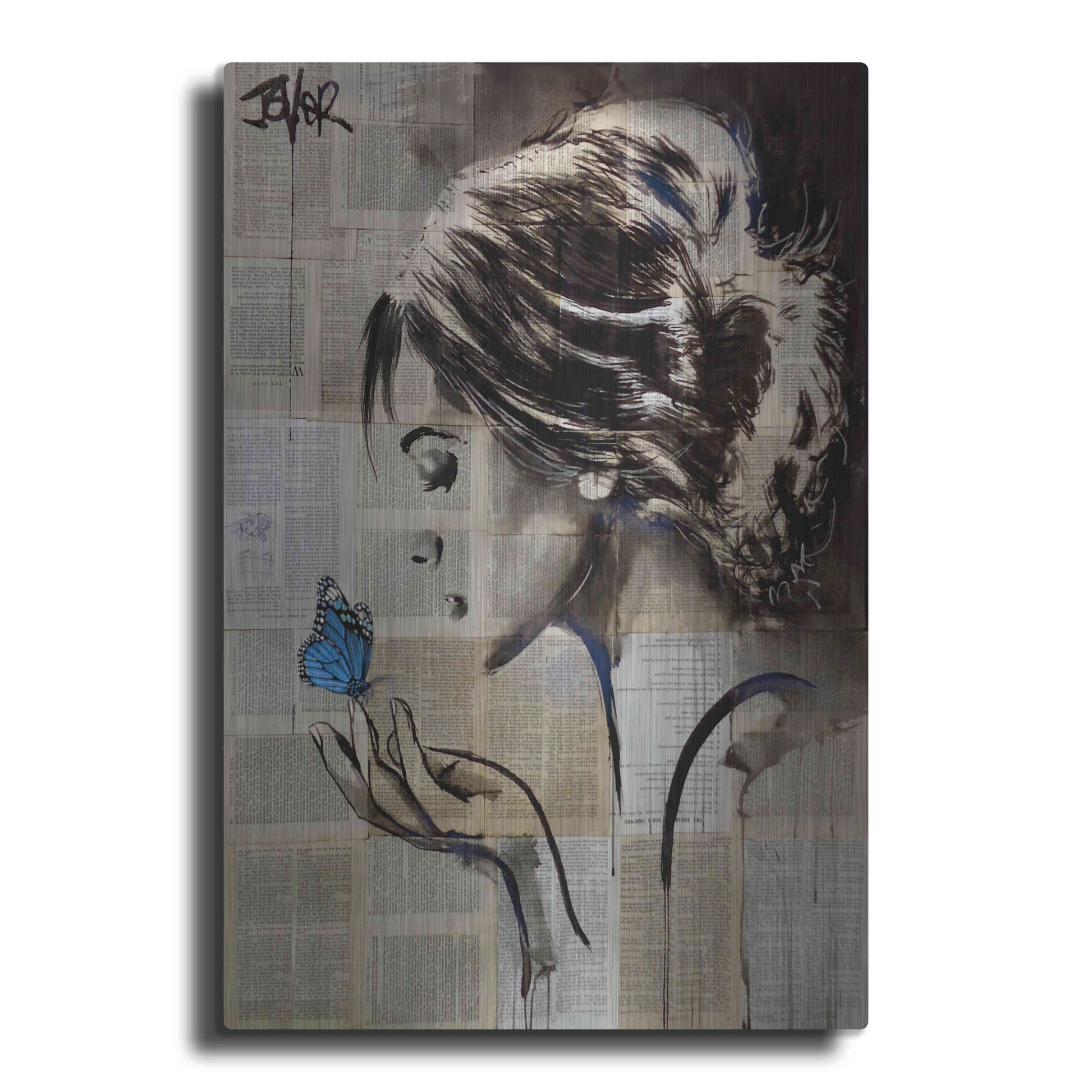 Luxe Metal Art 'A Little Blue Hope' by Loui Jover, Metal Wall Art