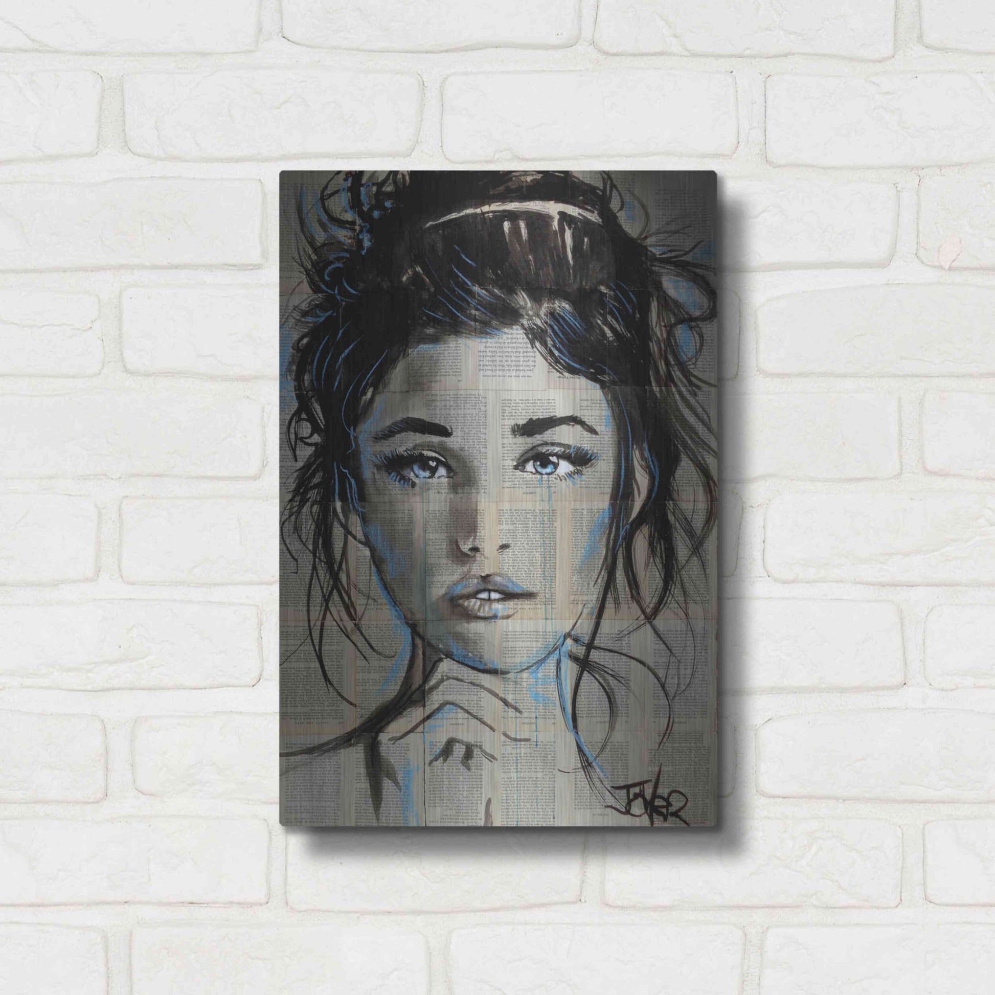 Luxe Metal Art 'Baby Blue' by Loui Jover, Metal Wall Art,12x16