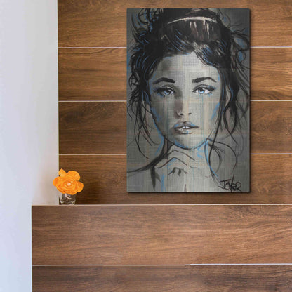 Luxe Metal Art 'Baby Blue' by Loui Jover, Metal Wall Art,12x16