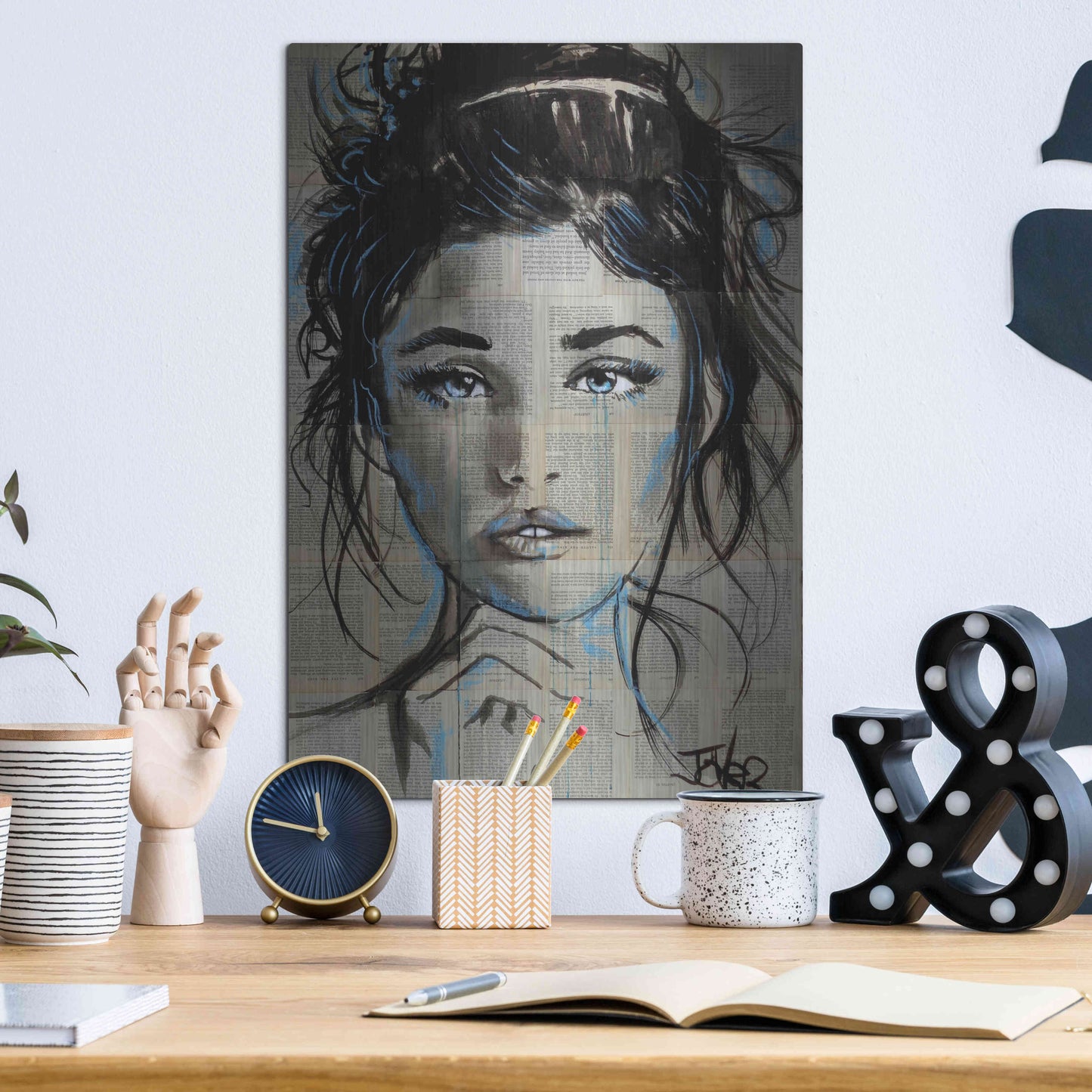 Luxe Metal Art 'Baby Blue' by Loui Jover, Metal Wall Art,12x16