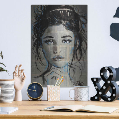 Luxe Metal Art 'Baby Blue' by Loui Jover, Metal Wall Art,12x16