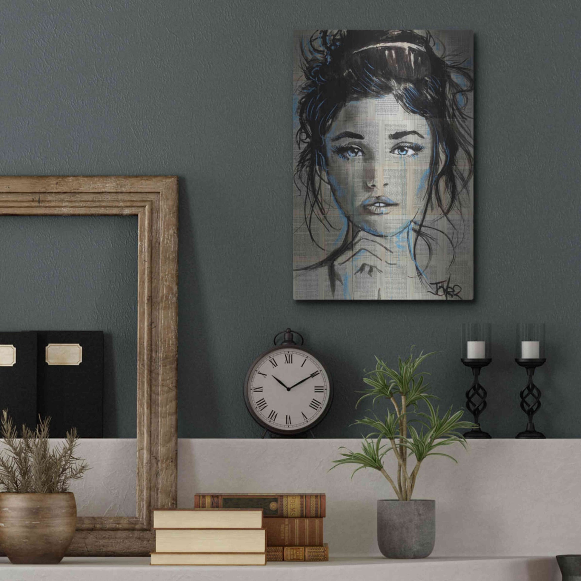 Luxe Metal Art 'Baby Blue' by Loui Jover, Metal Wall Art,12x16
