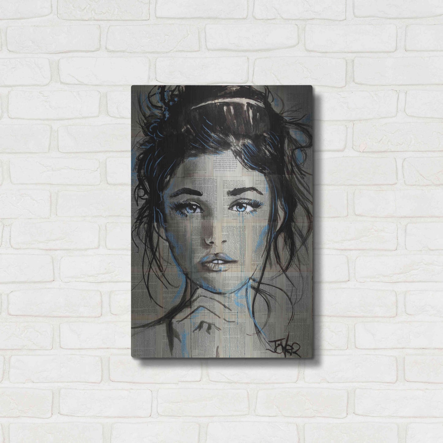 Luxe Metal Art 'Baby Blue' by Loui Jover, Metal Wall Art,16x24