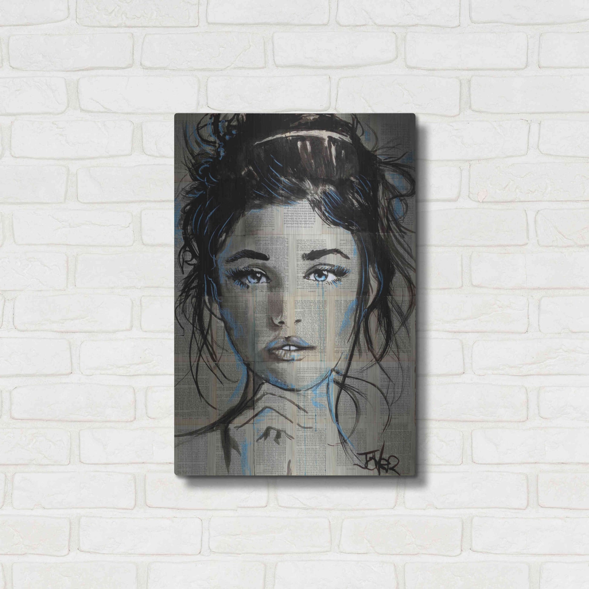 Luxe Metal Art 'Baby Blue' by Loui Jover, Metal Wall Art,16x24