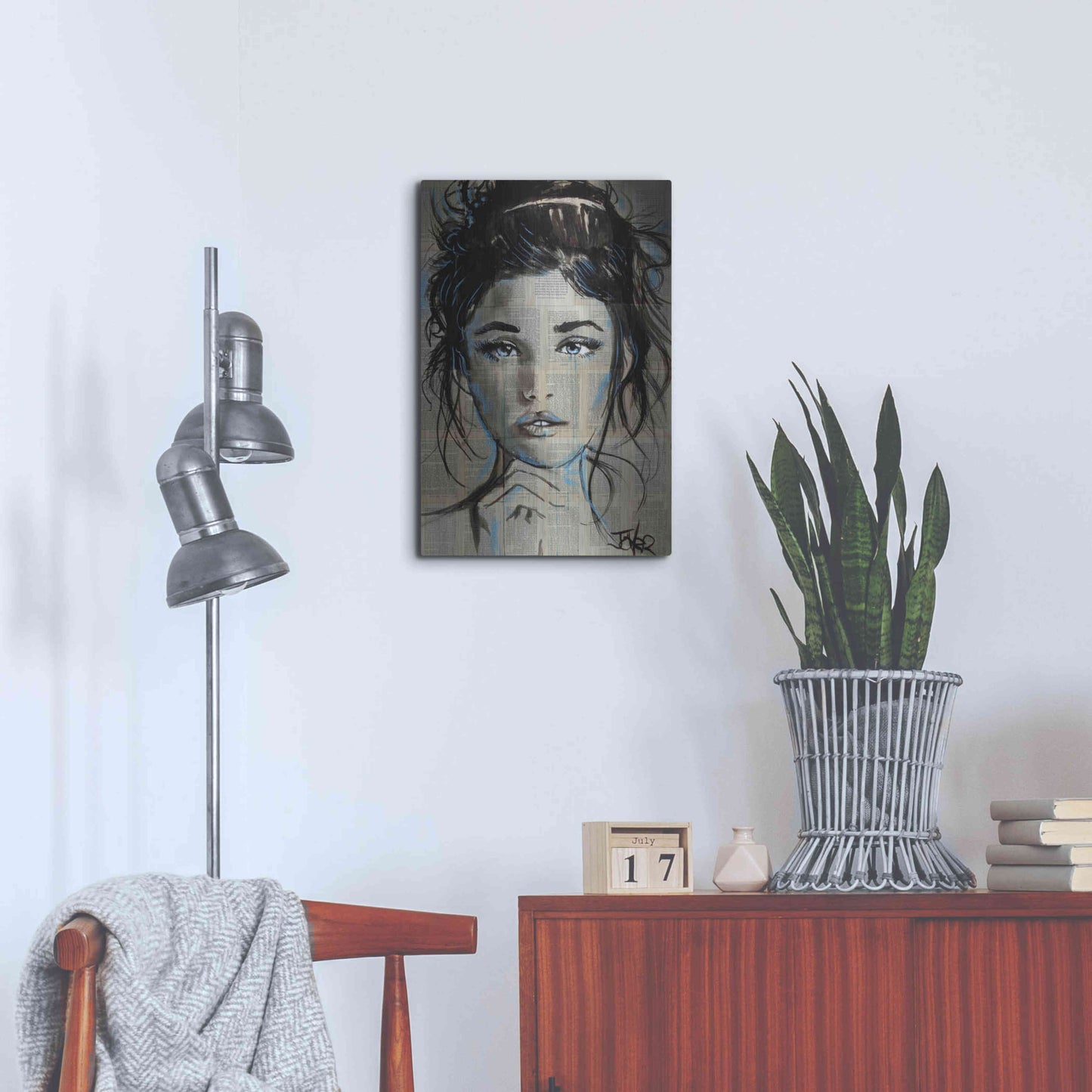 Luxe Metal Art 'Baby Blue' by Loui Jover, Metal Wall Art,16x24