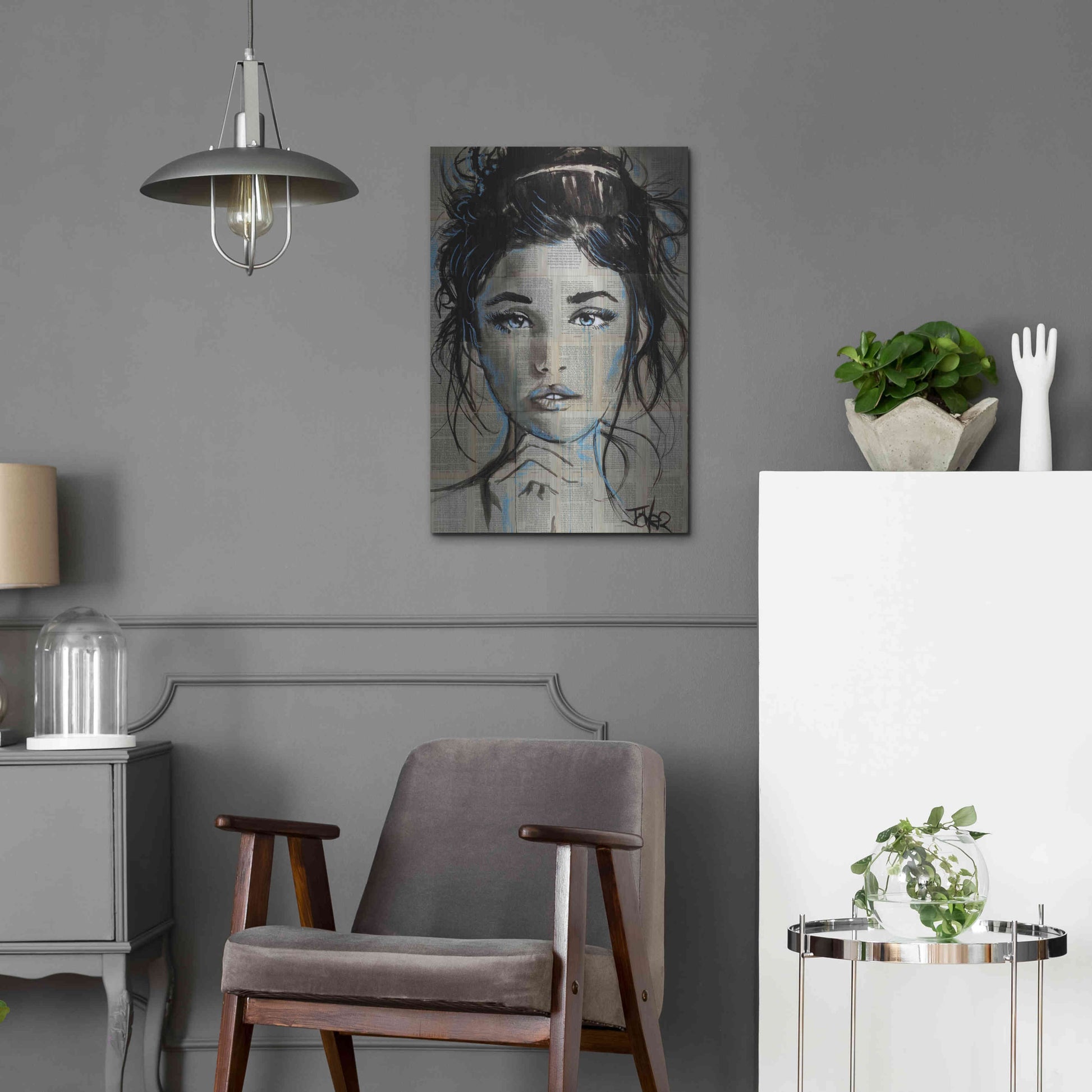 Luxe Metal Art 'Baby Blue' by Loui Jover, Metal Wall Art,16x24