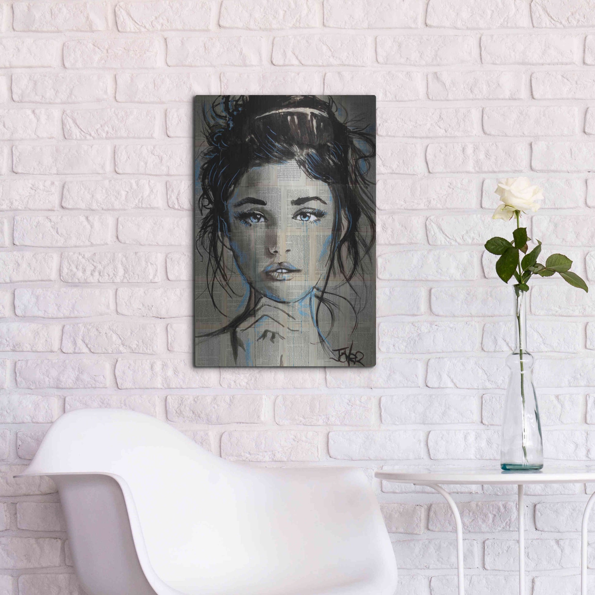 Luxe Metal Art 'Baby Blue' by Loui Jover, Metal Wall Art,16x24