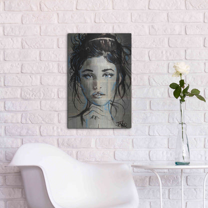 Luxe Metal Art 'Baby Blue' by Loui Jover, Metal Wall Art,16x24