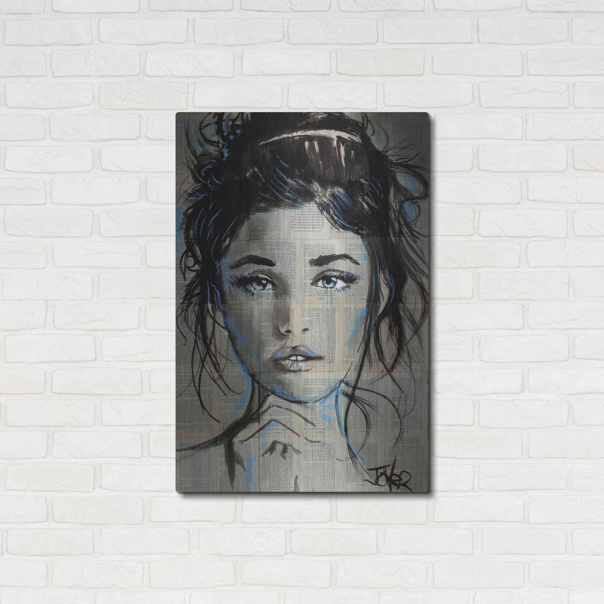 Luxe Metal Art 'Baby Blue' by Loui Jover, Metal Wall Art,24x36