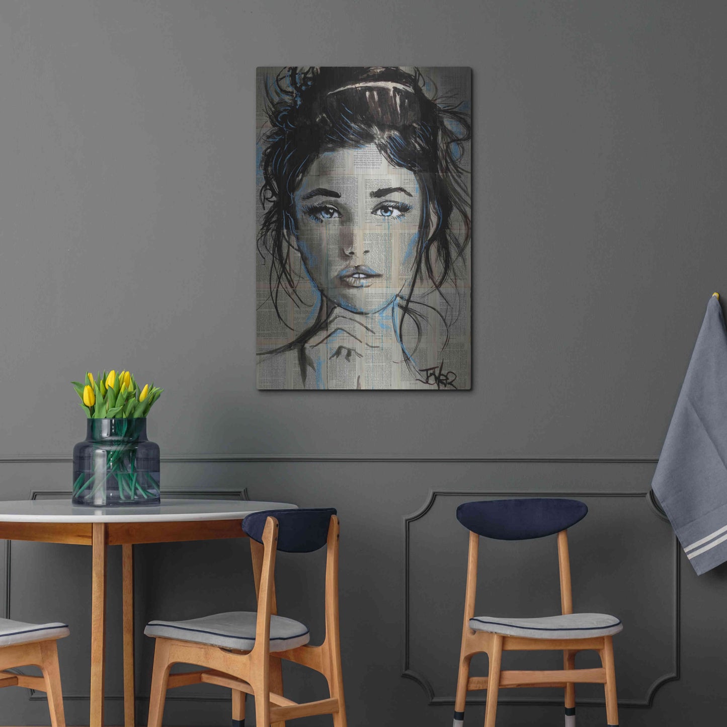 Luxe Metal Art 'Baby Blue' by Loui Jover, Metal Wall Art,24x36