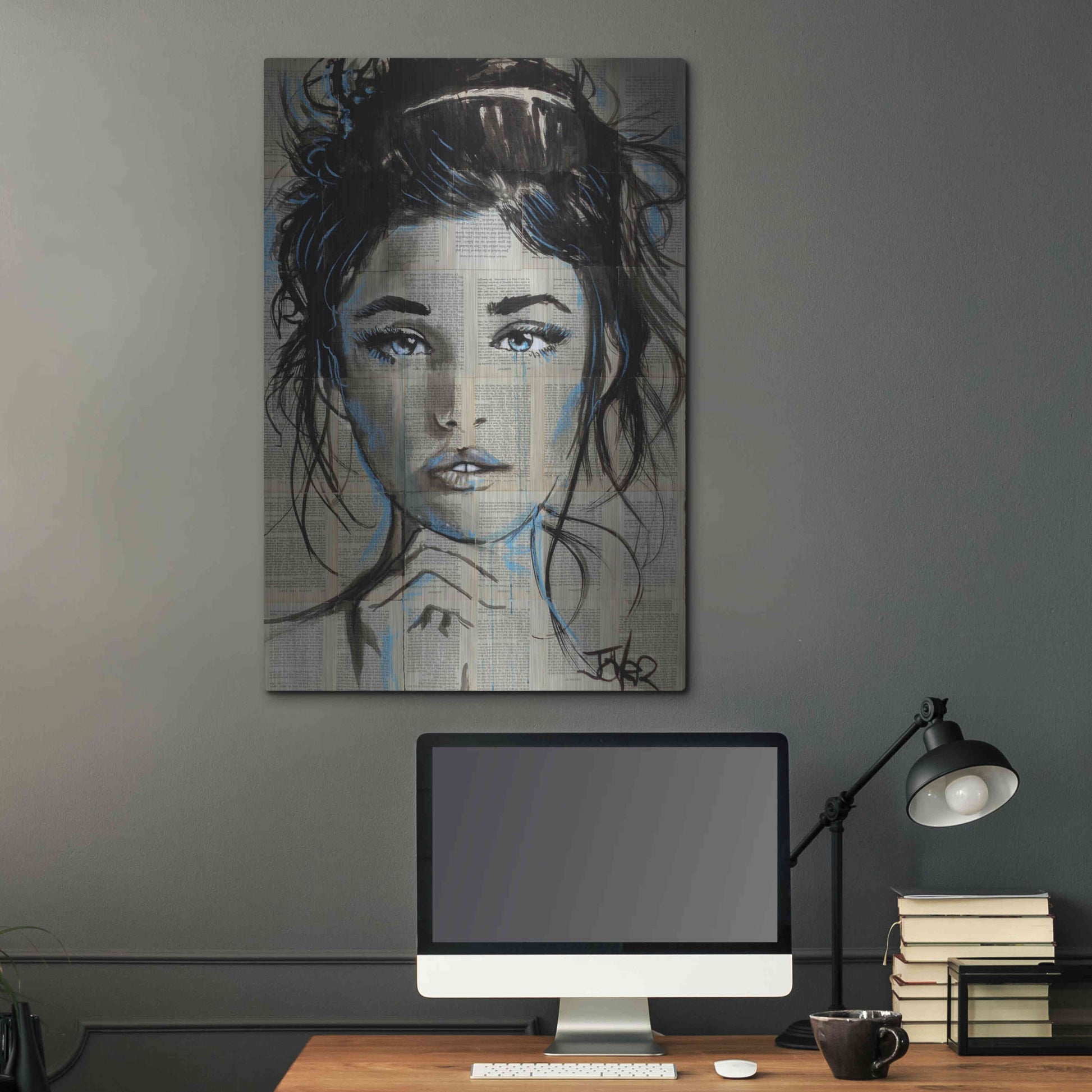 Luxe Metal Art 'Baby Blue' by Loui Jover, Metal Wall Art,24x36
