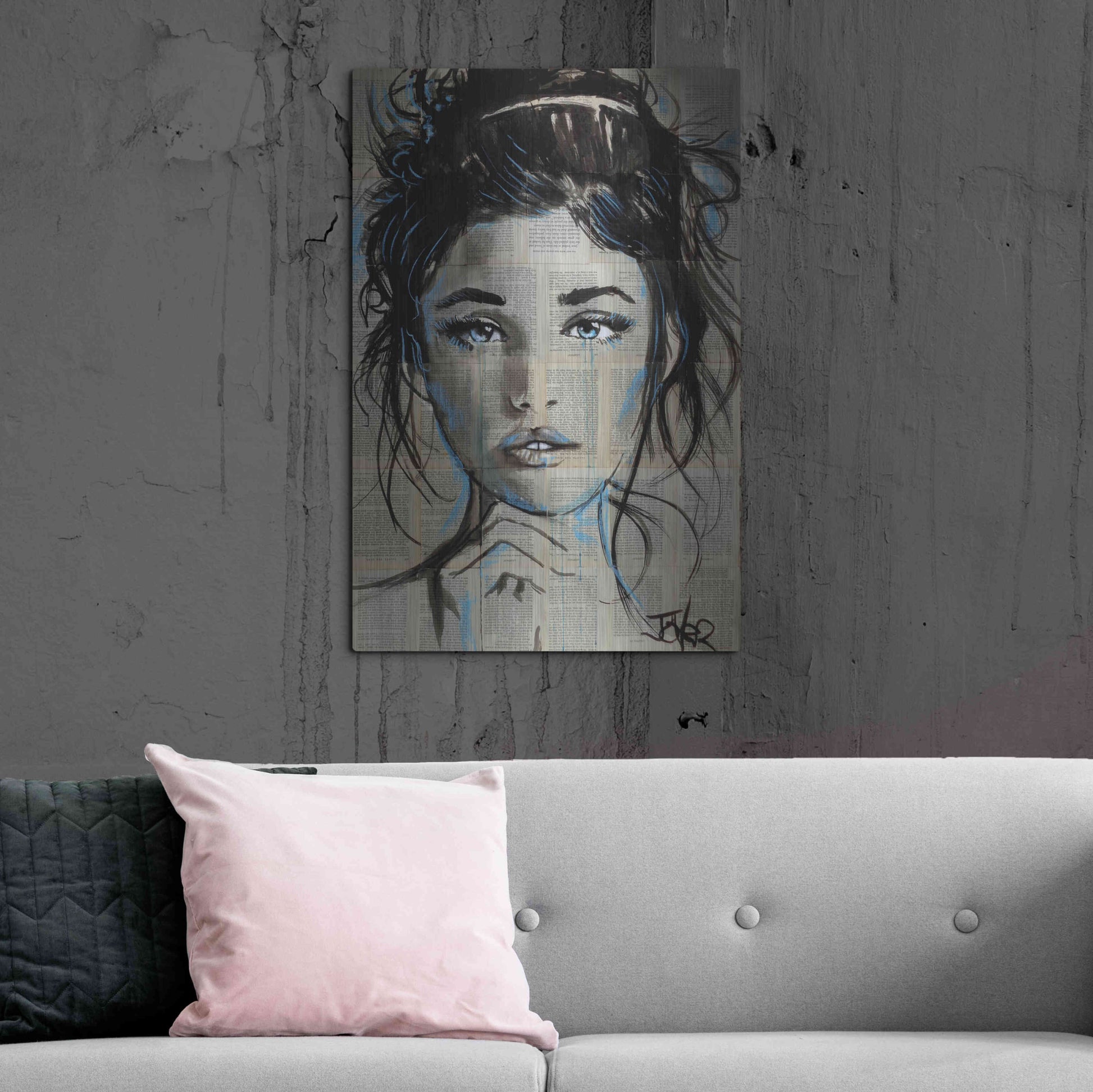Luxe Metal Art 'Baby Blue' by Loui Jover, Metal Wall Art,24x36