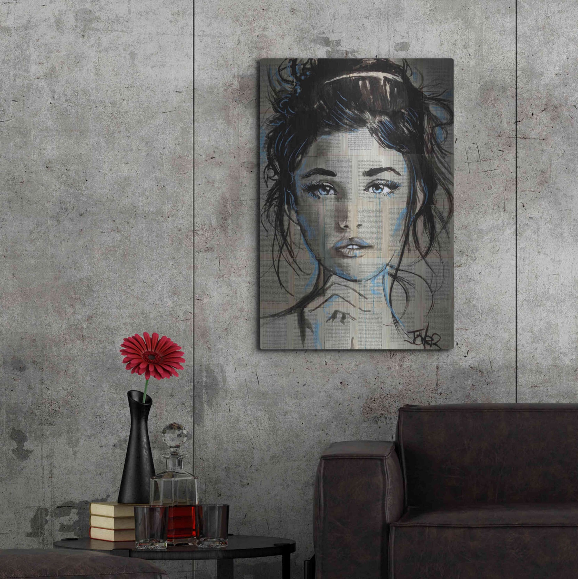 Luxe Metal Art 'Baby Blue' by Loui Jover, Metal Wall Art,24x36