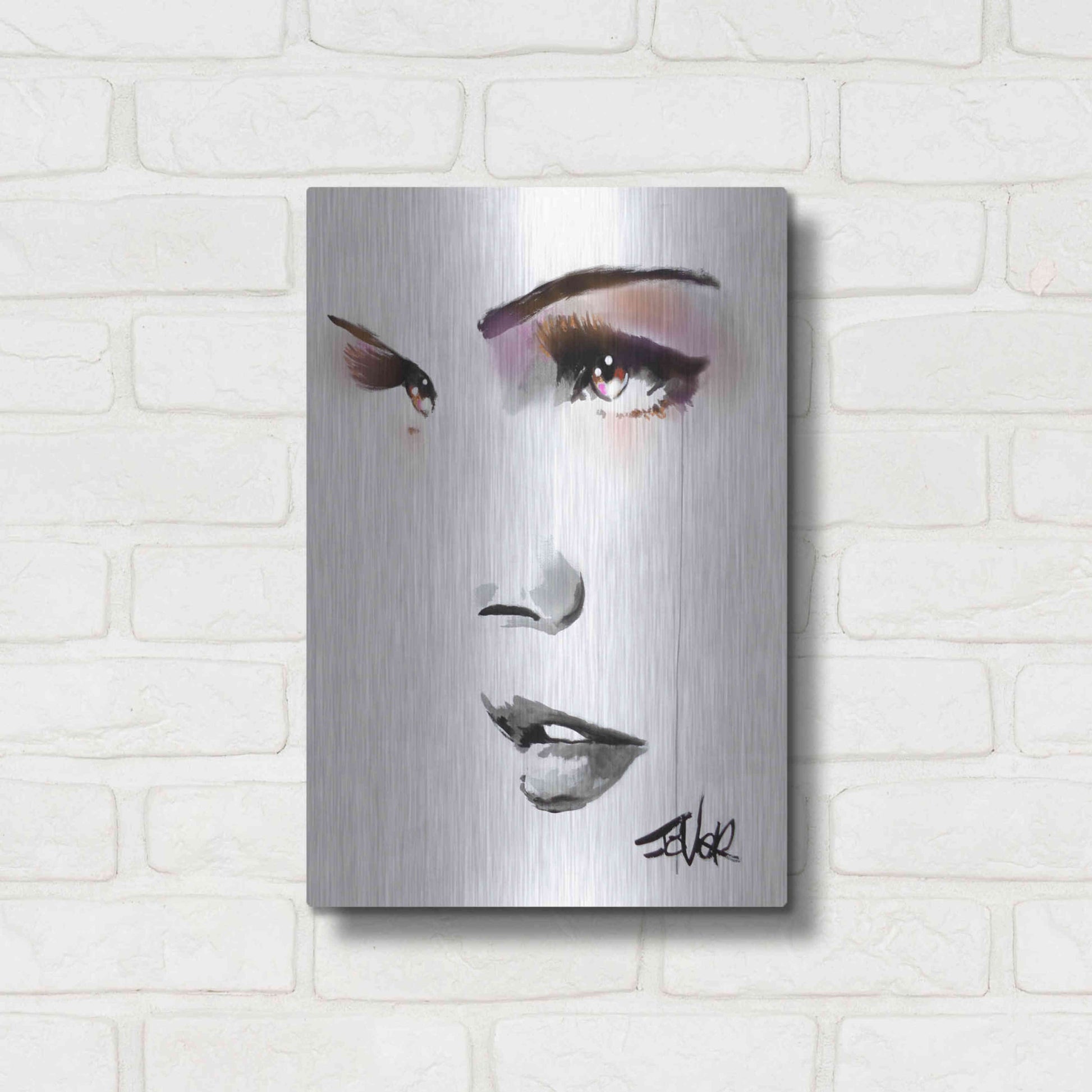 Luxe Metal Art 'Brown Energy' by Loui Jover, Metal Wall Art,12x16