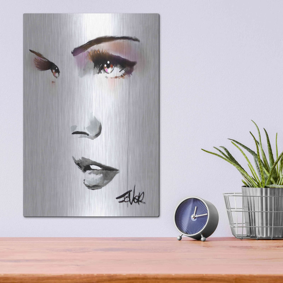 Luxe Metal Art 'Brown Energy' by Loui Jover, Metal Wall Art,12x16