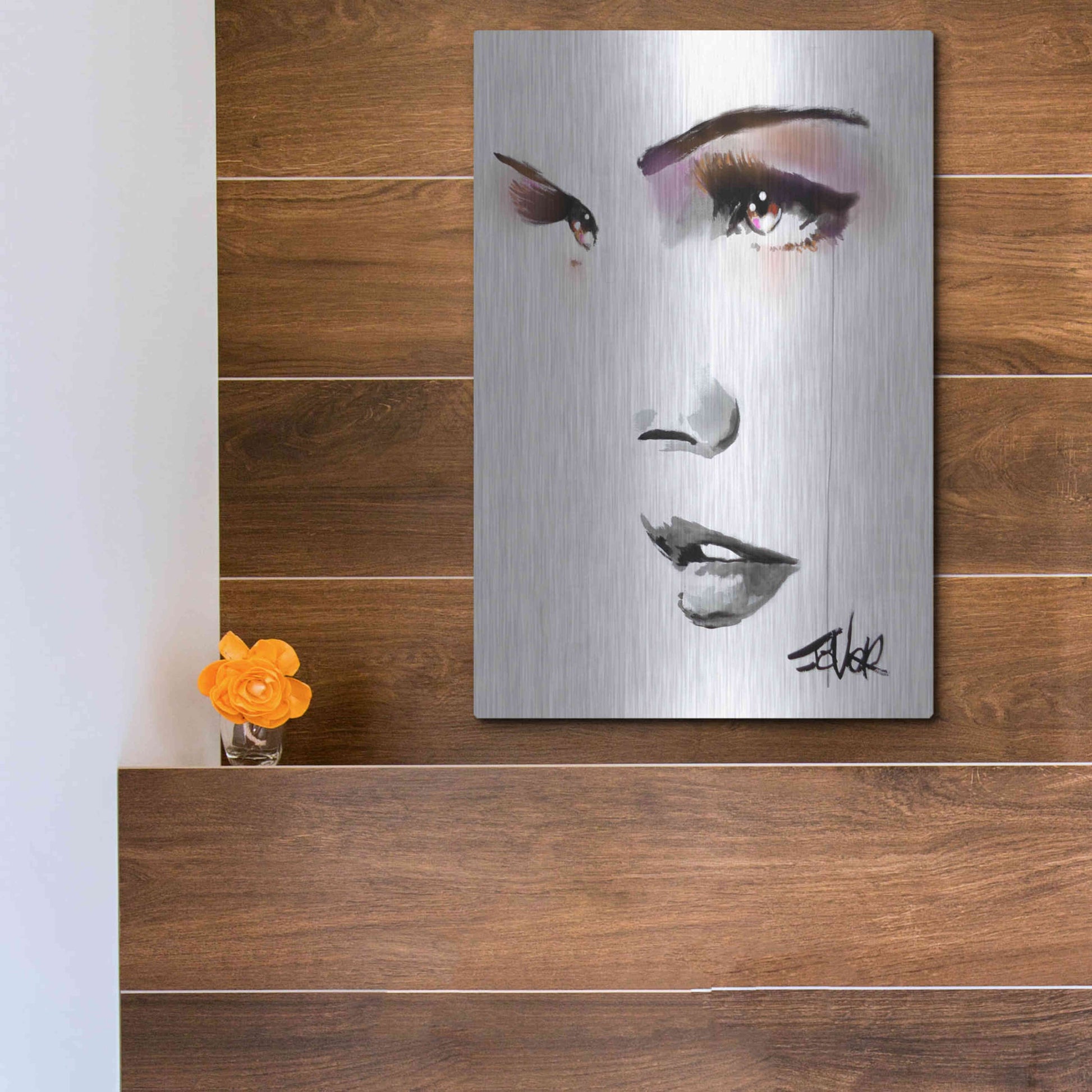 Luxe Metal Art 'Brown Energy' by Loui Jover, Metal Wall Art,12x16