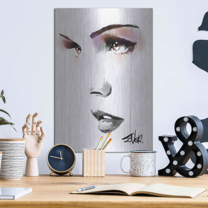 Luxe Metal Art 'Brown Energy' by Loui Jover, Metal Wall Art,12x16