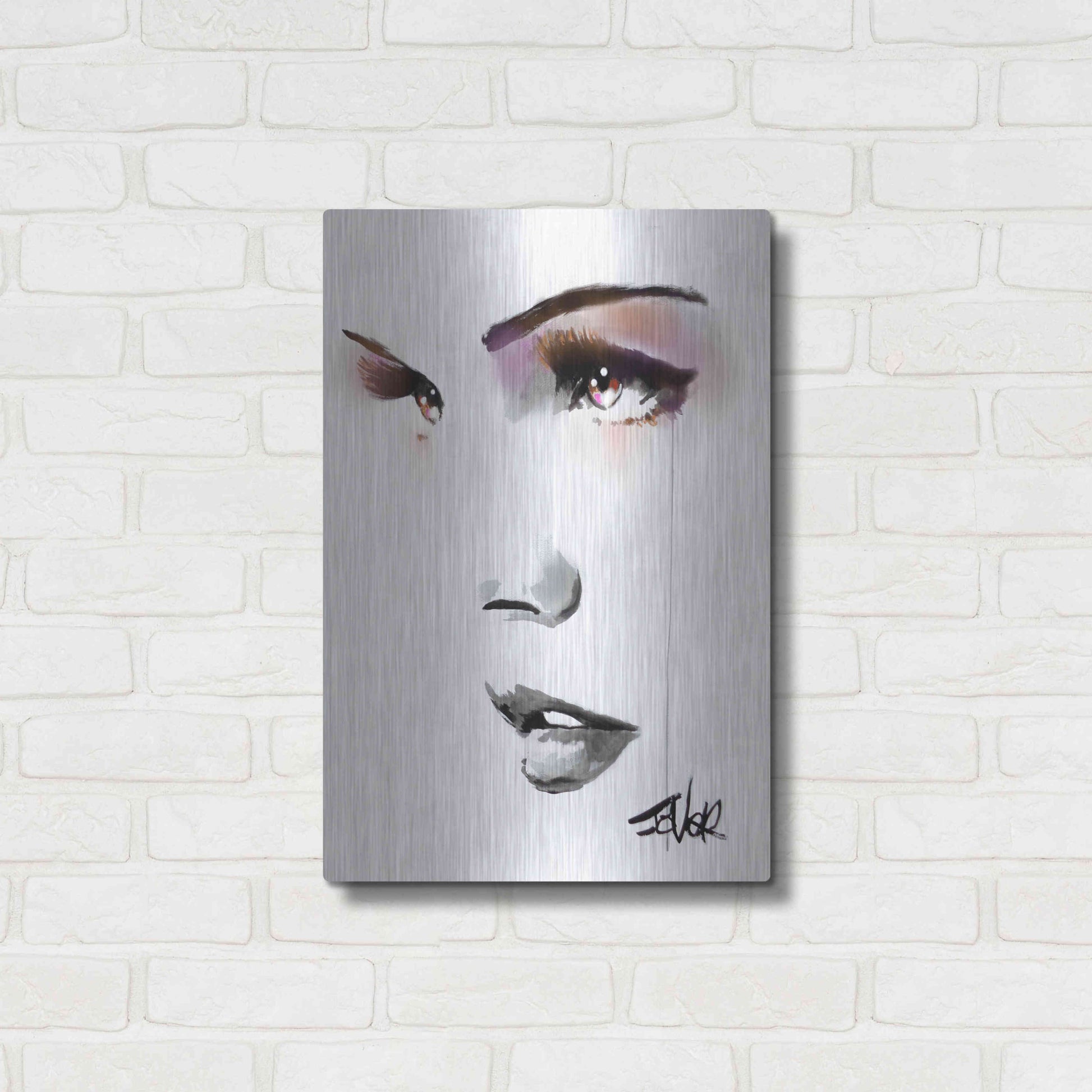 Luxe Metal Art 'Brown Energy' by Loui Jover, Metal Wall Art,16x24