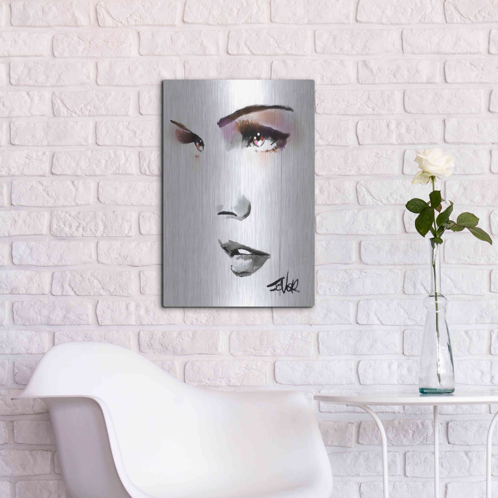 Luxe Metal Art 'Brown Energy' by Loui Jover, Metal Wall Art,16x24