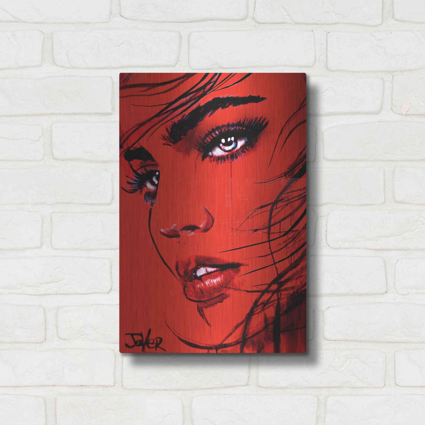 Luxe Metal Art 'Crimson Utopia' by Loui Jover, Metal Wall Art,12x16