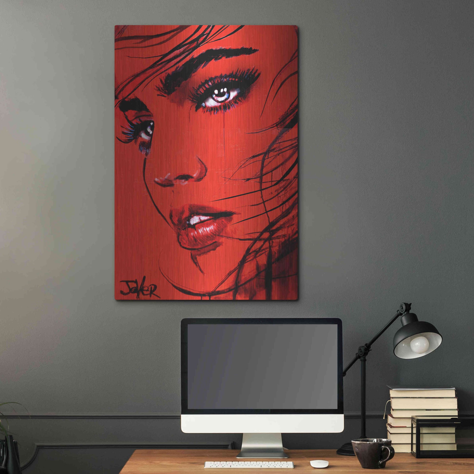 Luxe Metal Art 'Crimson Utopia' by Loui Jover, Metal Wall Art,24x36