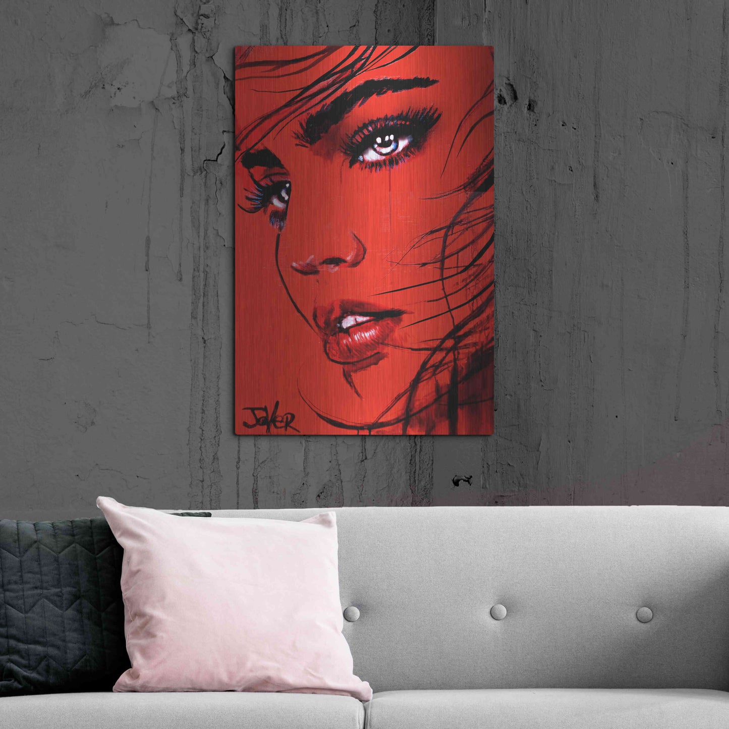 Luxe Metal Art 'Crimson Utopia' by Loui Jover, Metal Wall Art,24x36