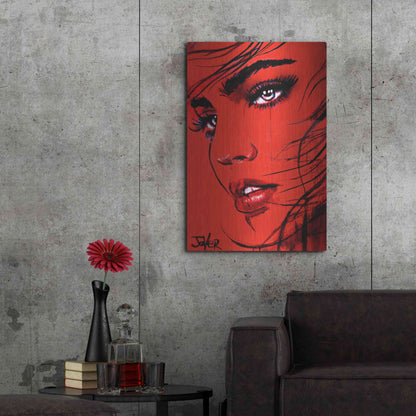 Luxe Metal Art 'Crimson Utopia' by Loui Jover, Metal Wall Art,24x36