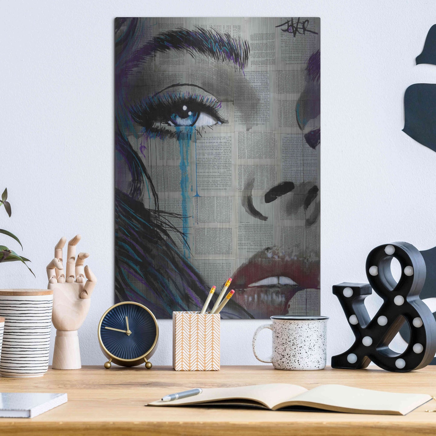 Luxe Metal Art 'Face To Face' by Loui Jover, Metal Wall Art,12x16