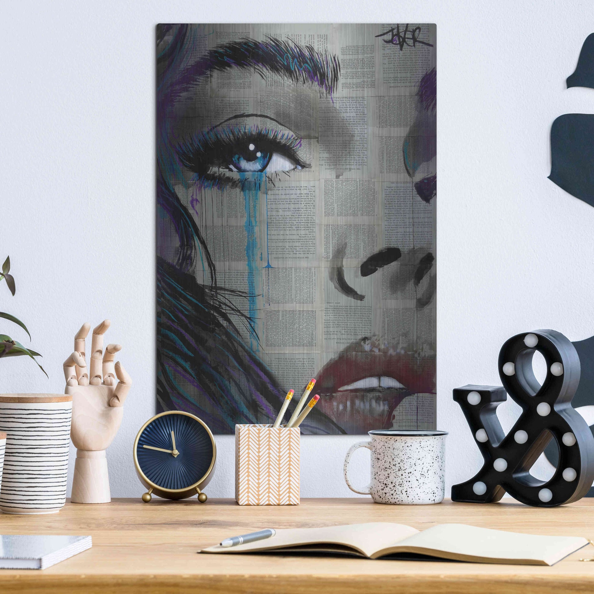 Luxe Metal Art 'Face To Face' by Loui Jover, Metal Wall Art,12x16
