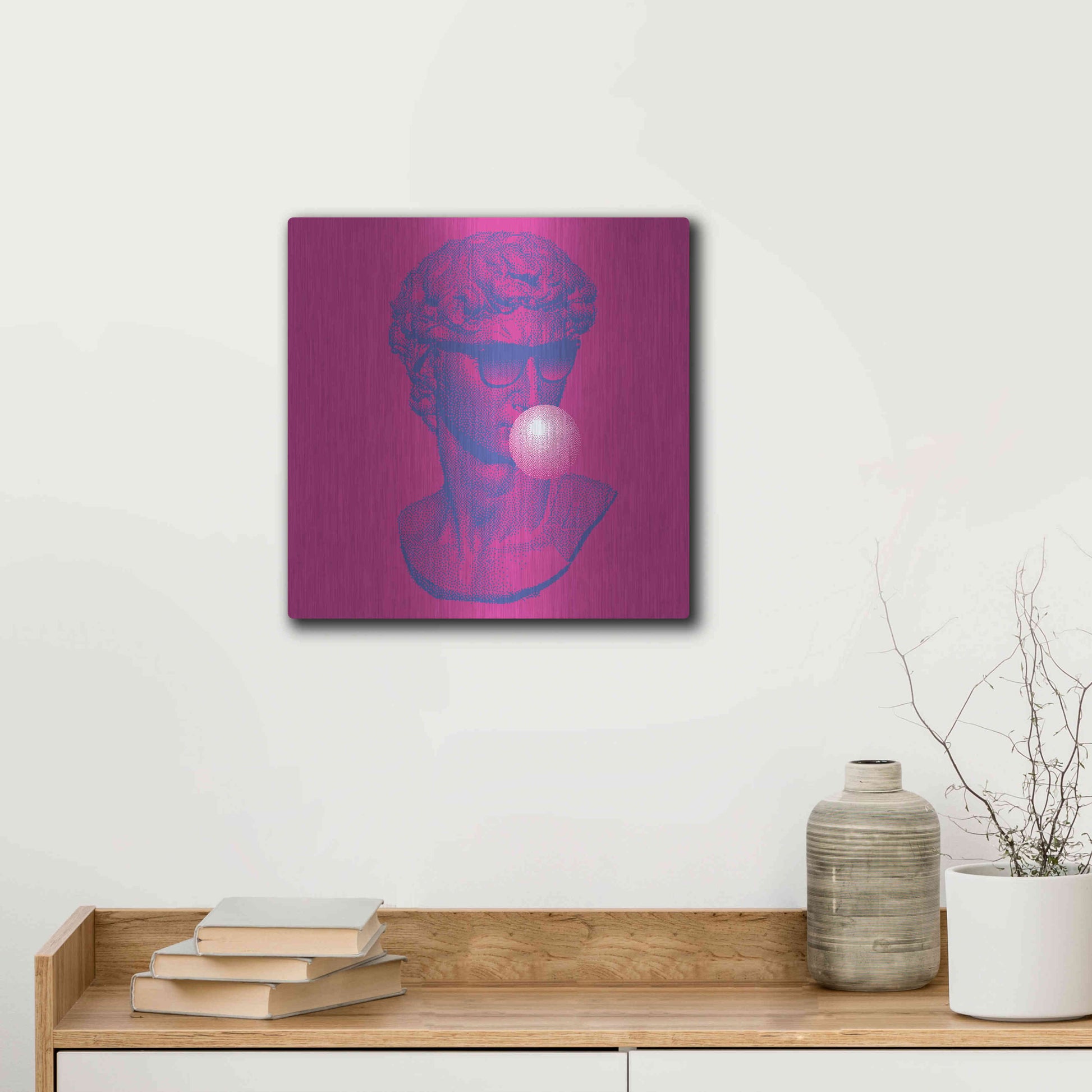 Luxe Metal Art 'Michelangelos Pixel David' by Luxe Metal Portfolio, Metal Wall Art,12x12