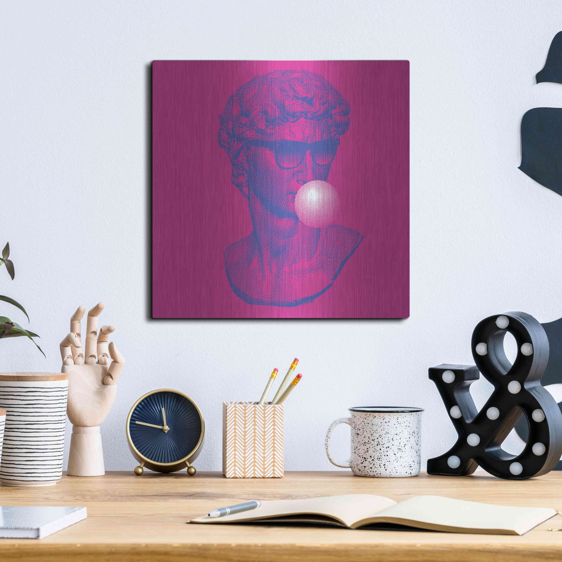 Luxe Metal Art 'Michelangelos Pixel David' by Luxe Metal Portfolio, Metal Wall Art,12x12