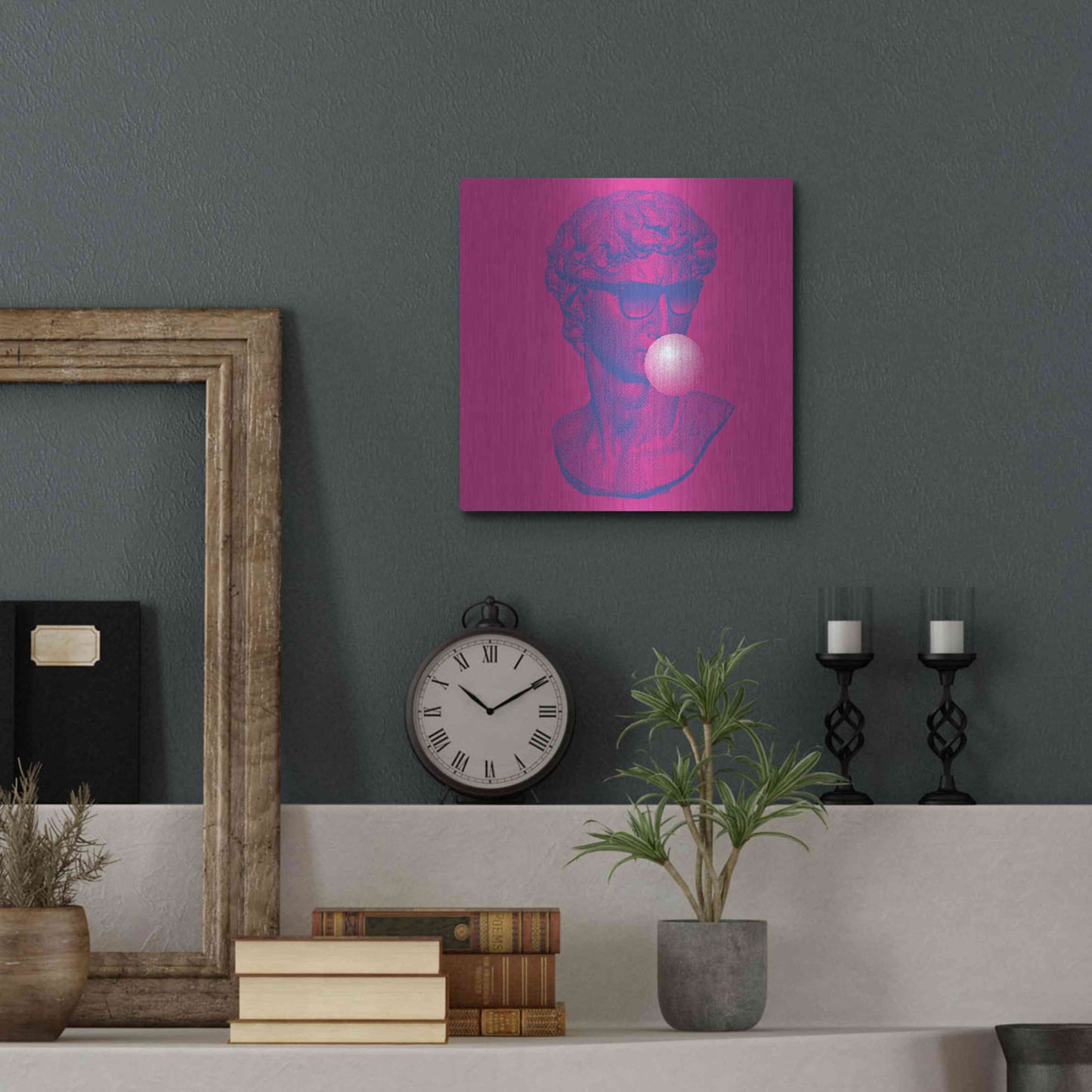 Luxe Metal Art 'Michelangelos Pixel David' by Luxe Metal Portfolio, Metal Wall Art,12x12