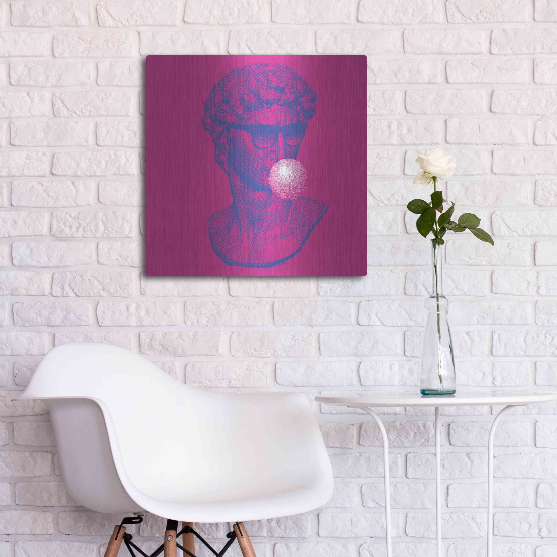 Luxe Metal Art 'Michelangelos Pixel David' by Luxe Metal Portfolio, Metal Wall Art,24x24
