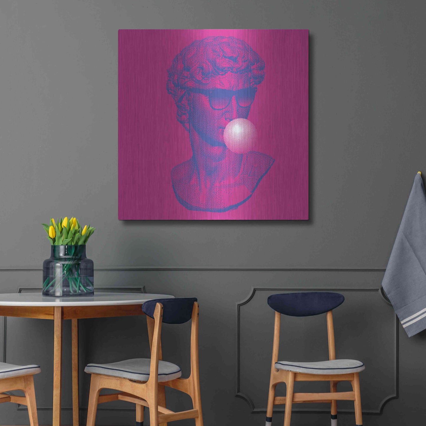 Luxe Metal Art 'Michelangelos Pixel David' by Luxe Metal Portfolio, Metal Wall Art,36x36