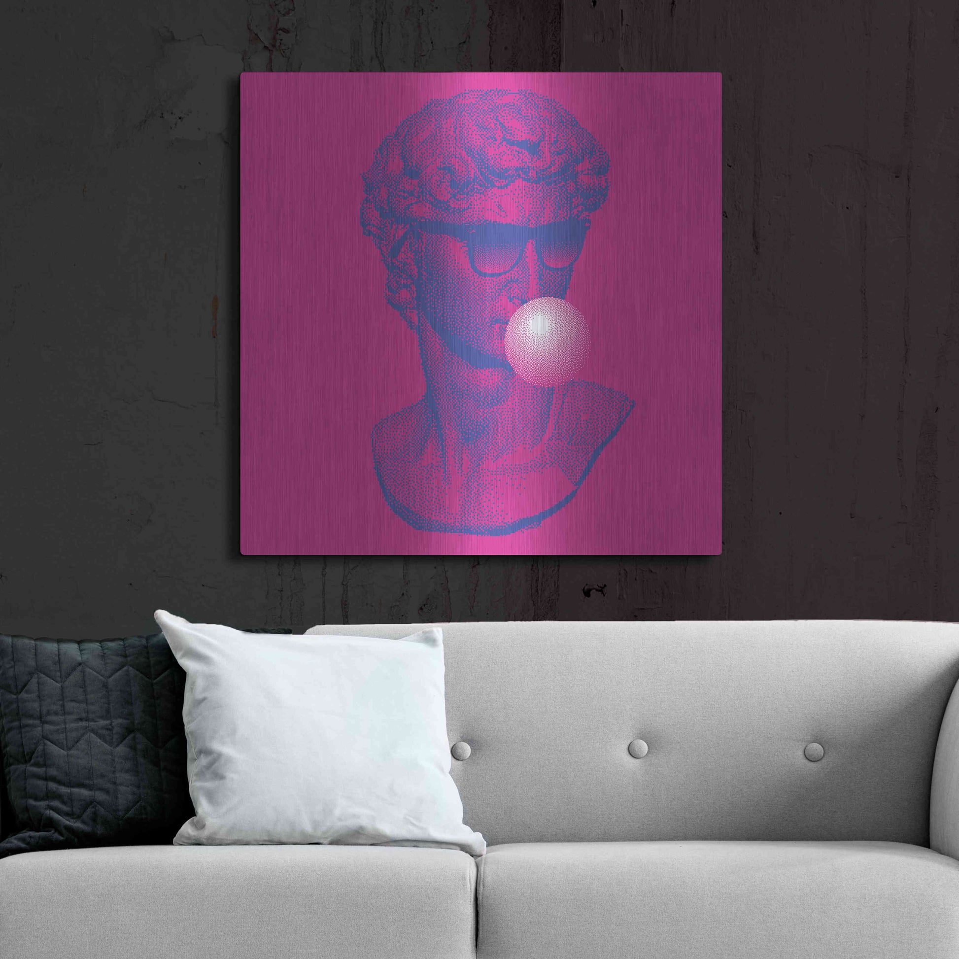 Luxe Metal Art 'Michelangelos Pixel David' by Luxe Metal Portfolio, Metal Wall Art,36x36