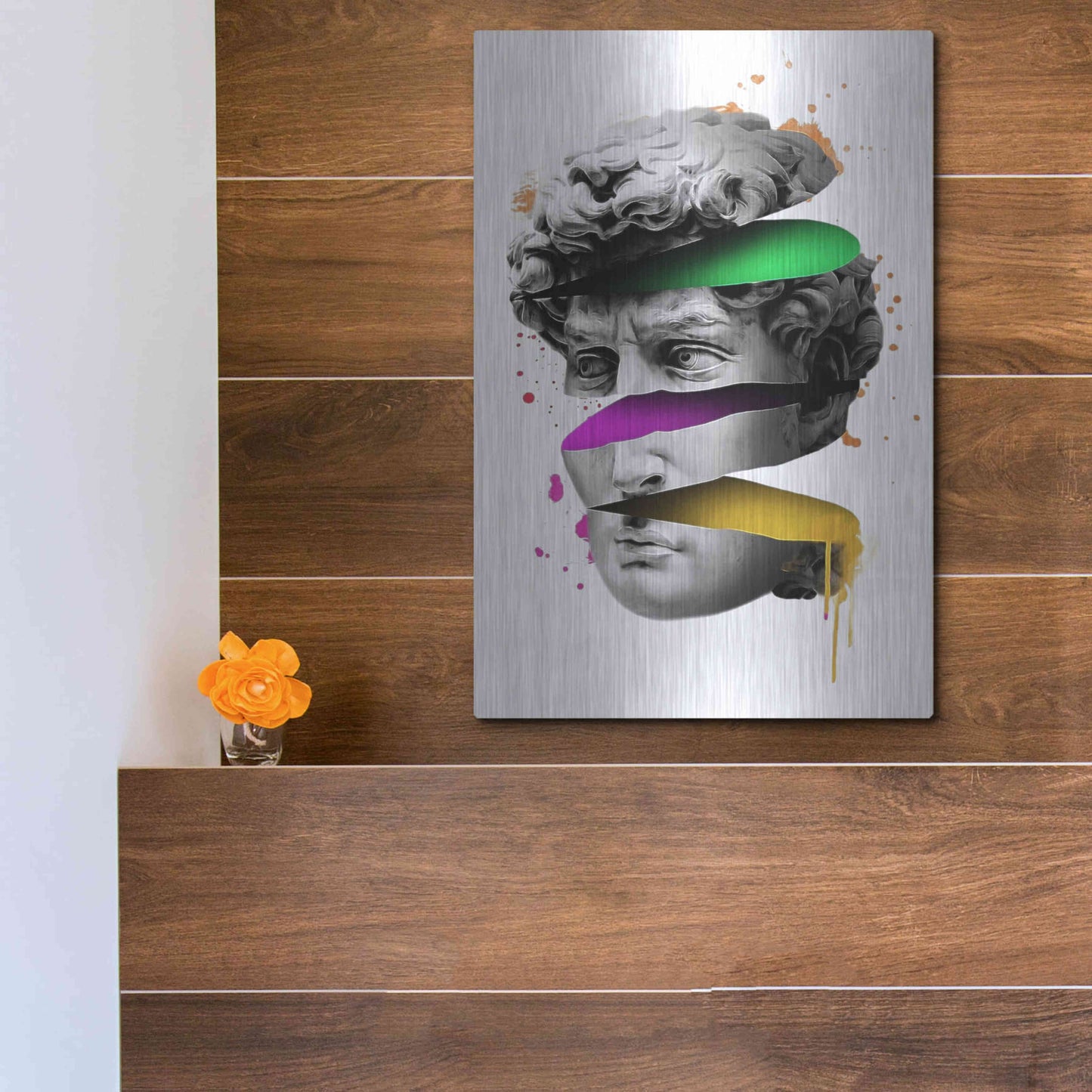 Luxe Metal Art 'Michelangelo David Sliced' by Luxe Metal Portfolio, Metal Wall Art,12x16
