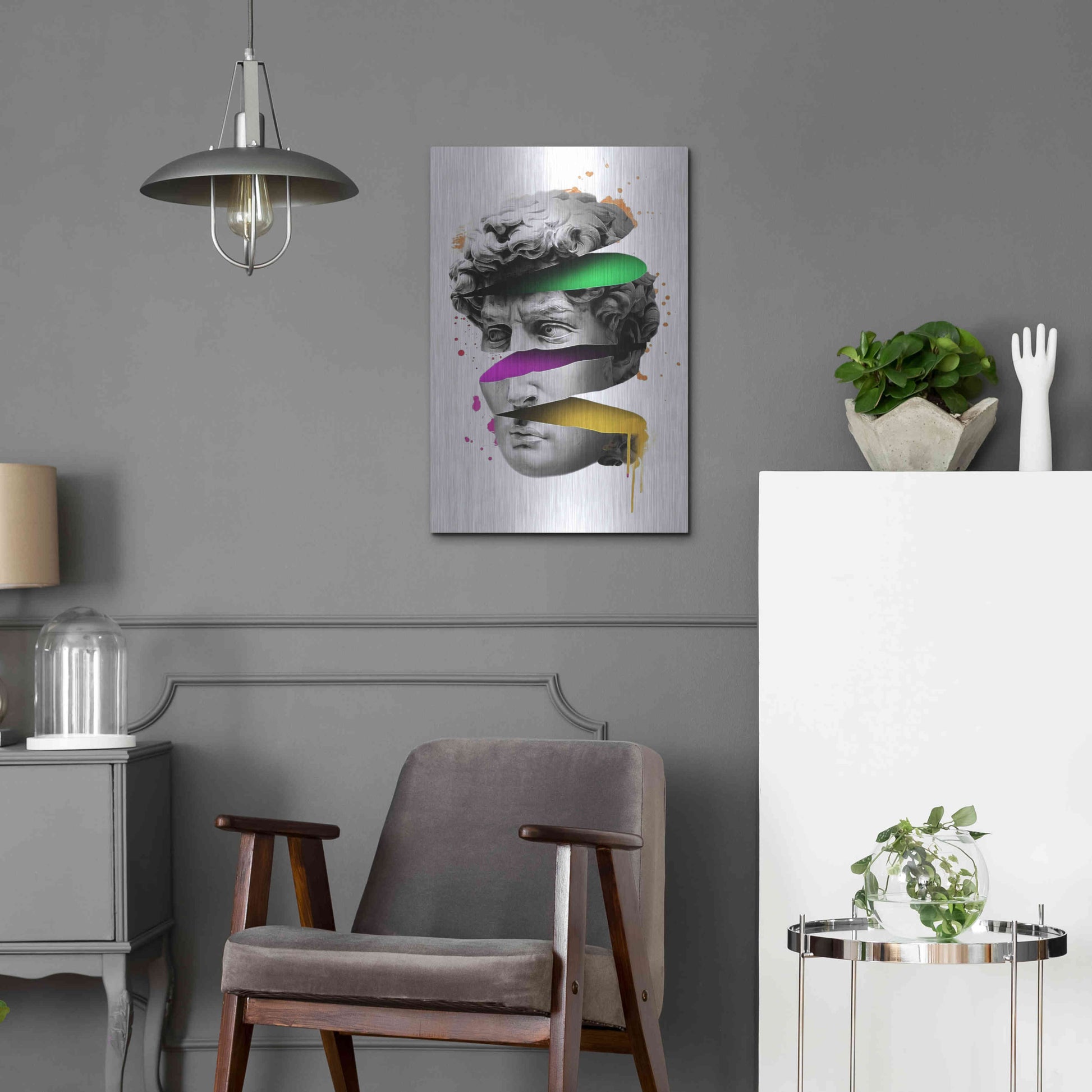 Luxe Metal Art 'Michelangelo David Sliced' by Luxe Metal Portfolio, Metal Wall Art,16x24
