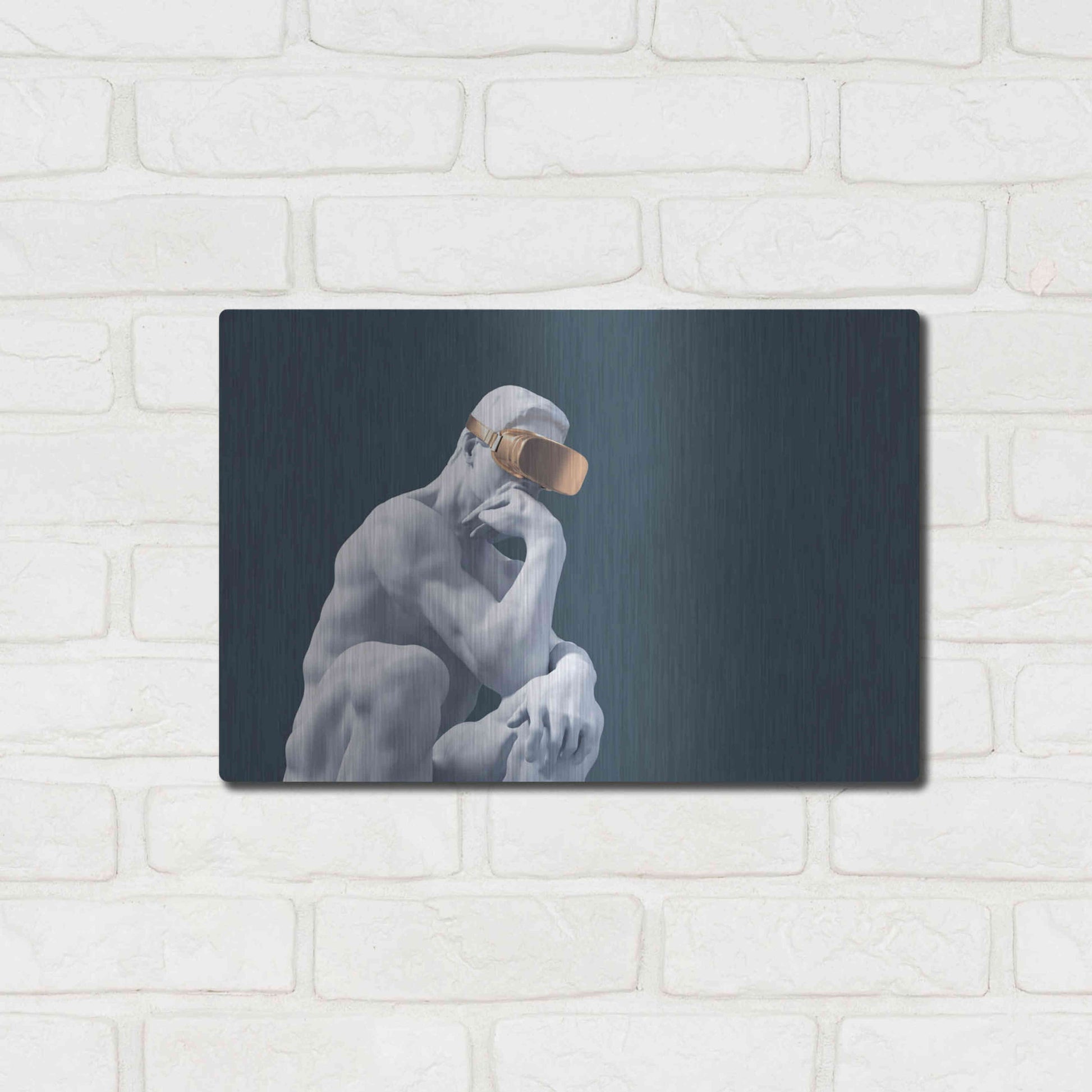 Luxe Metal Art 'Metaverse Thinker' by Luxe Metal Portfolio, Metal Wall Art,16x12