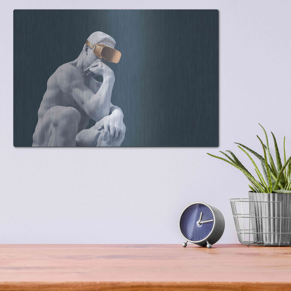 Luxe Metal Art 'Metaverse Thinker' by Luxe Metal Portfolio, Metal Wall Art,16x12