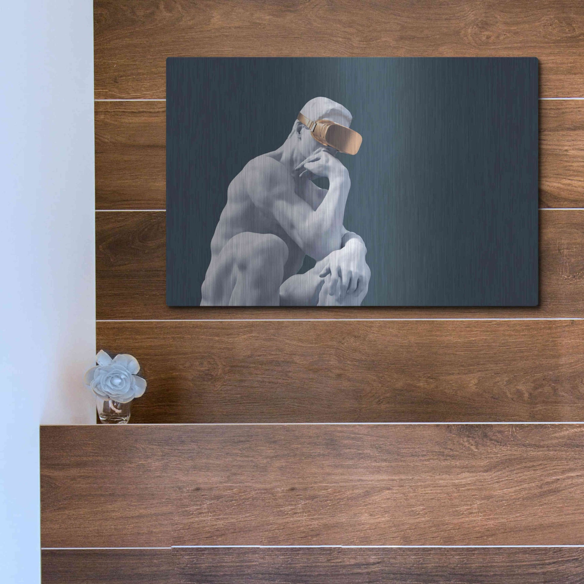 Luxe Metal Art 'Metaverse Thinker' by Luxe Metal Portfolio, Metal Wall Art,16x12