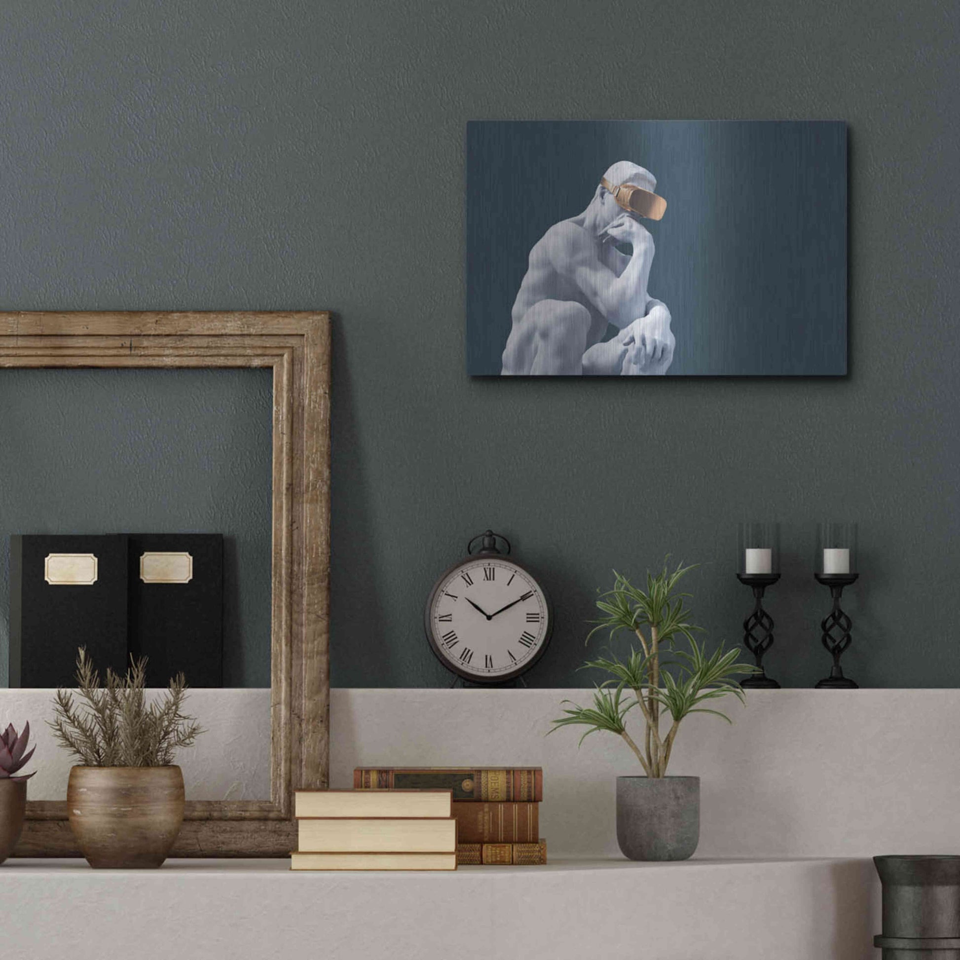 Luxe Metal Art 'Metaverse Thinker' by Luxe Metal Portfolio, Metal Wall Art,16x12