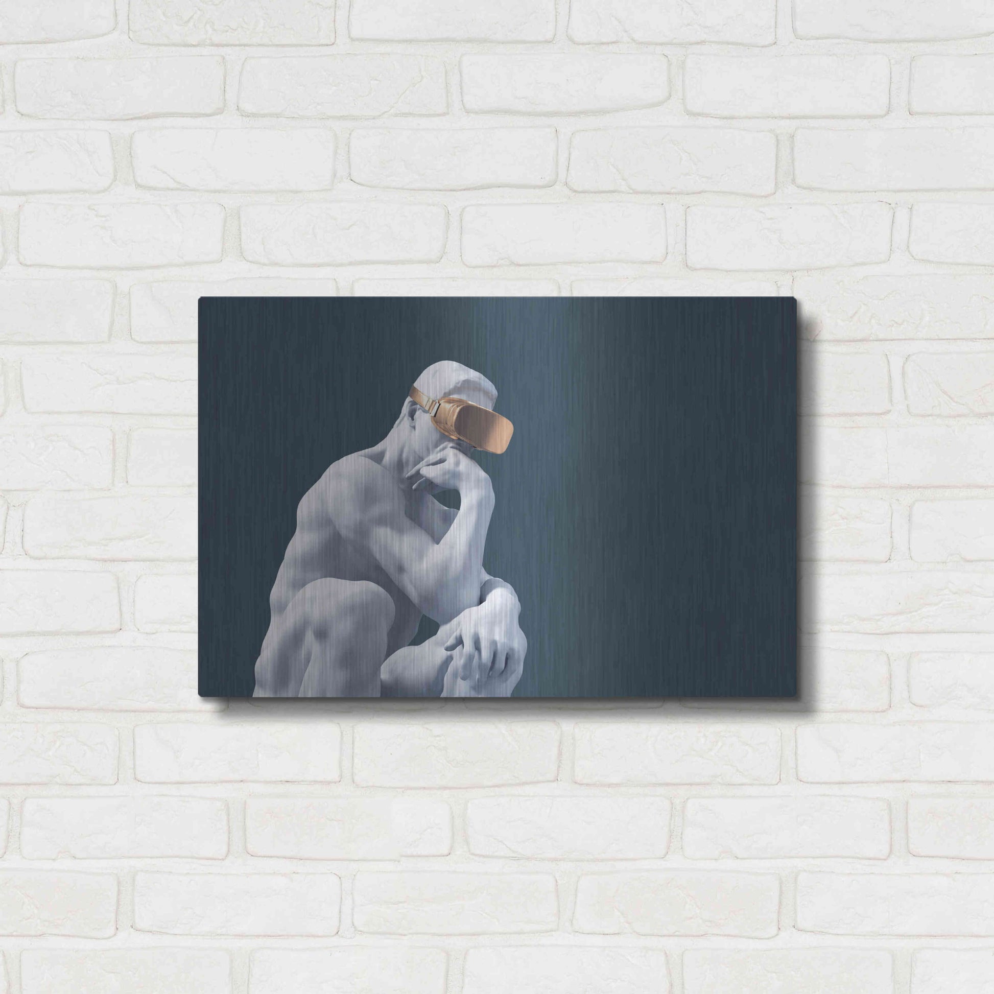 Luxe Metal Art 'Metaverse Thinker' by Luxe Metal Portfolio, Metal Wall Art,24x16