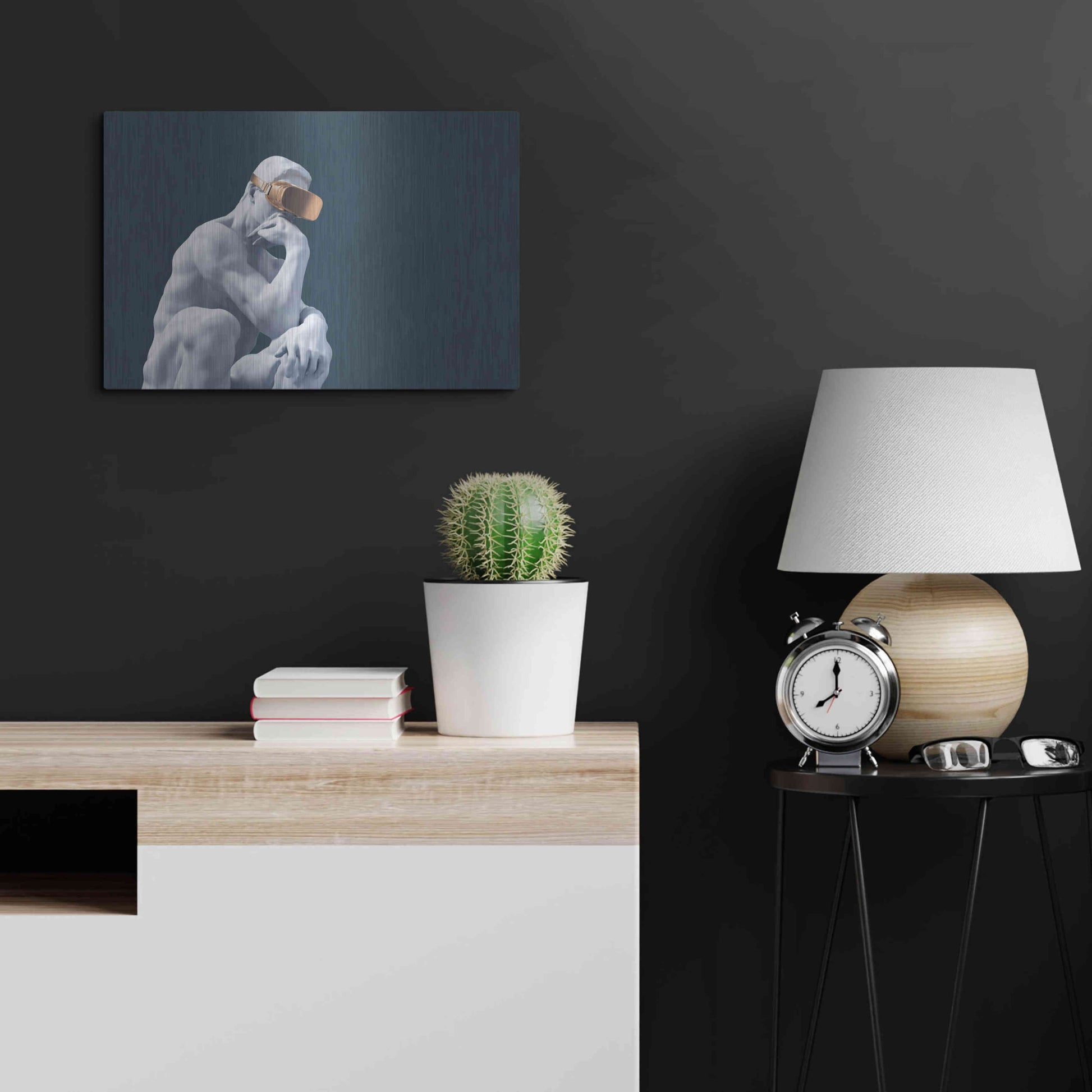 Luxe Metal Art 'Metaverse Thinker' by Luxe Metal Portfolio, Metal Wall Art,24x16