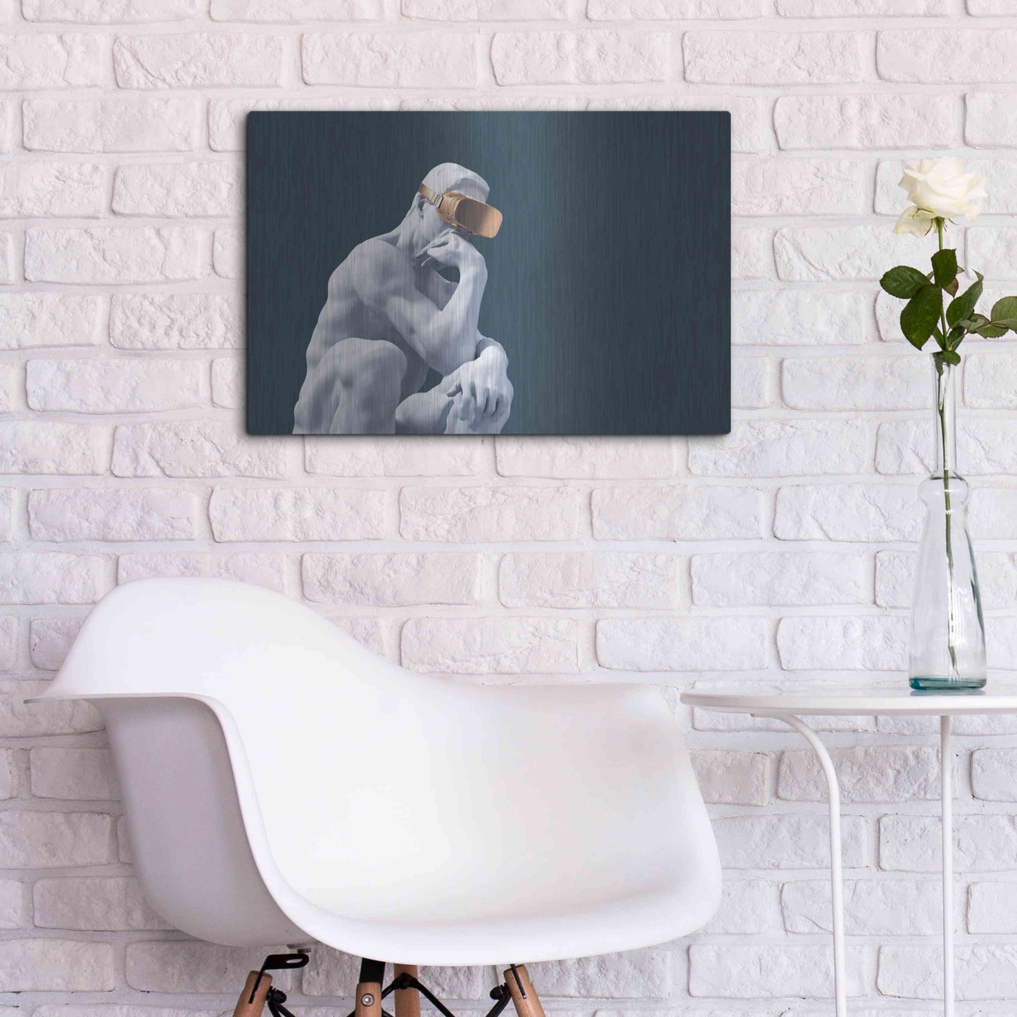 Luxe Metal Art 'Metaverse Thinker' by Luxe Metal Portfolio, Metal Wall Art,24x16