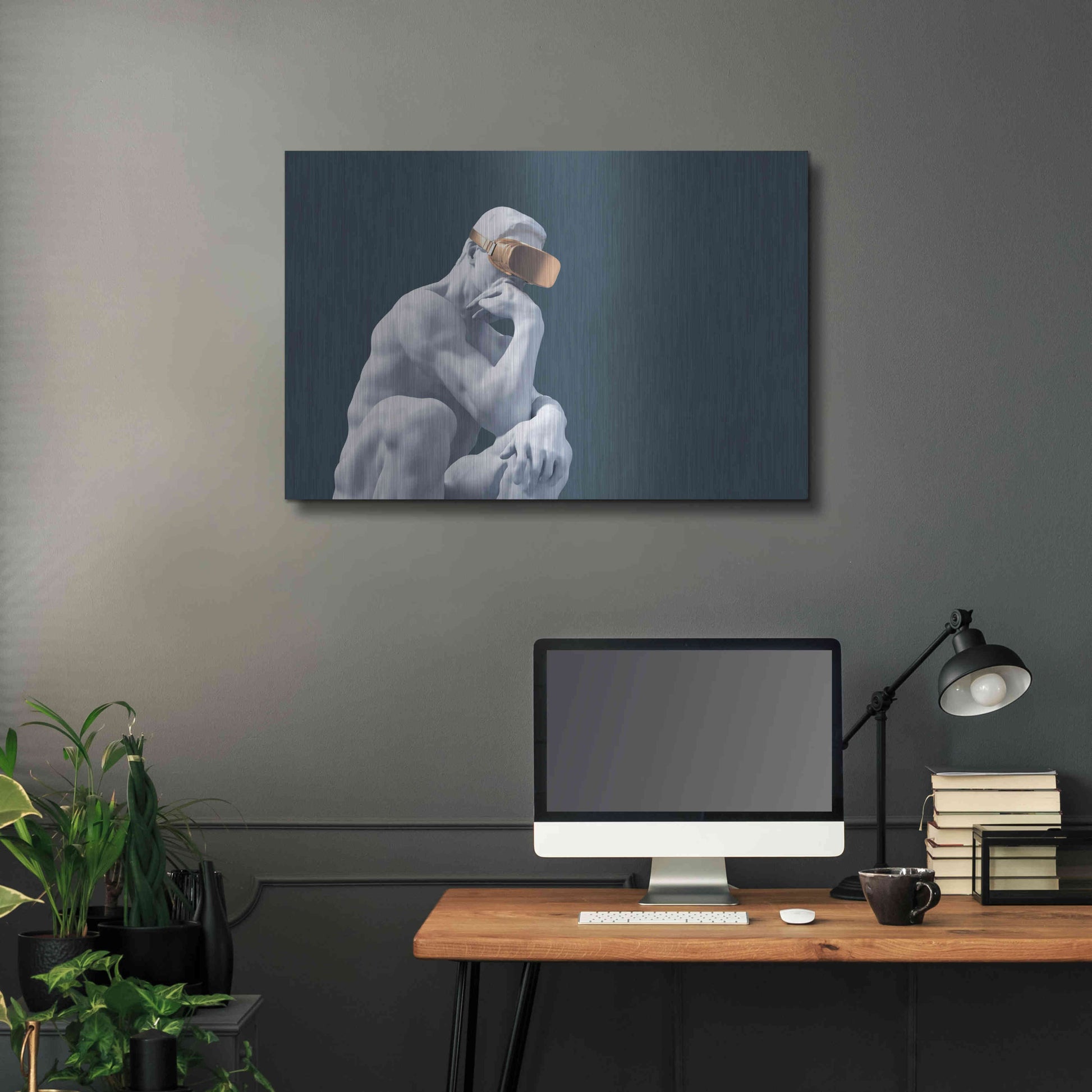 Luxe Metal Art 'Metaverse Thinker' by Luxe Metal Portfolio, Metal Wall Art,36x24