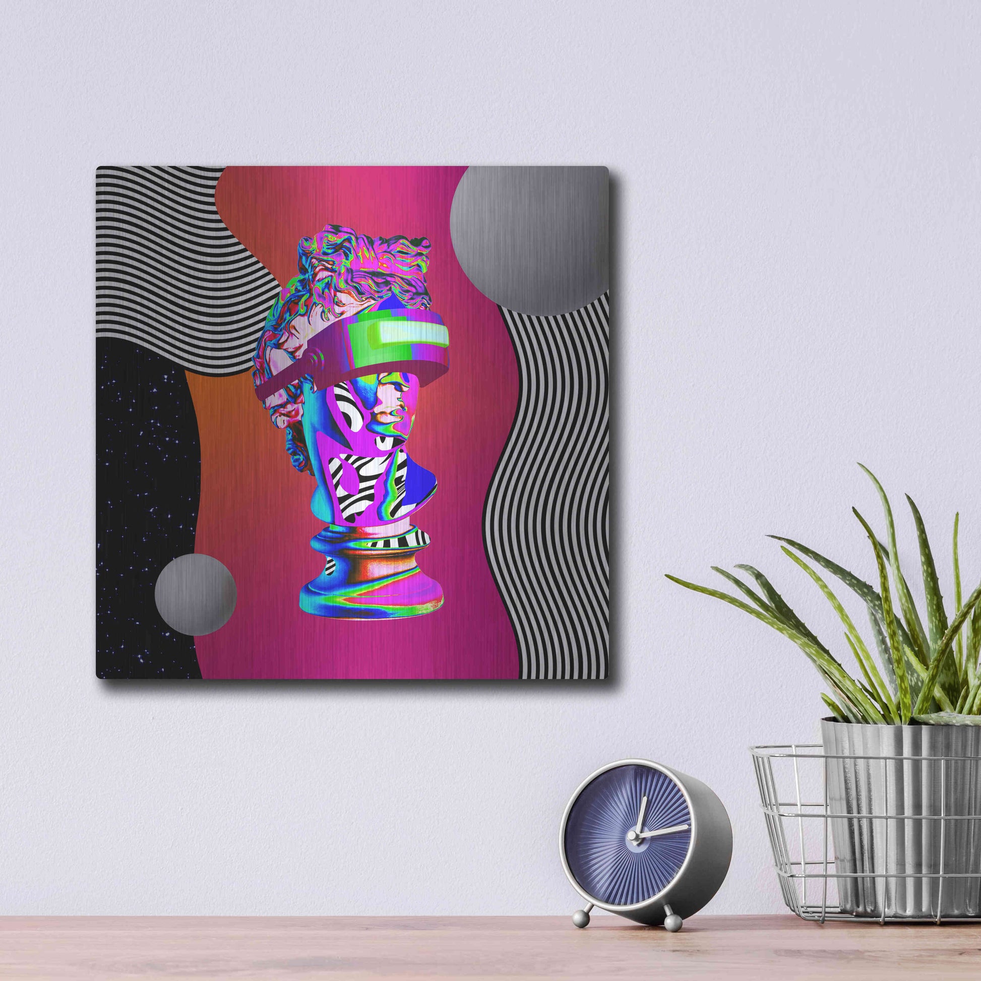 Luxe Metal Art 'Cyberpunk David ' by Luxe Metal Portfolio, Metal Wall Art,12x12