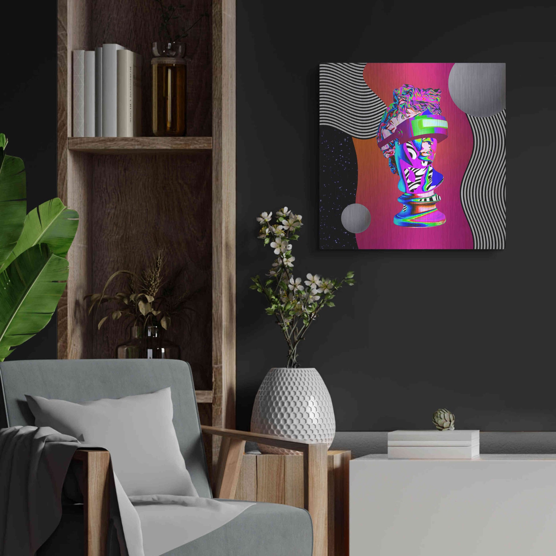 Luxe Metal Art 'Cyberpunk David ' by Luxe Metal Portfolio, Metal Wall Art,24x24