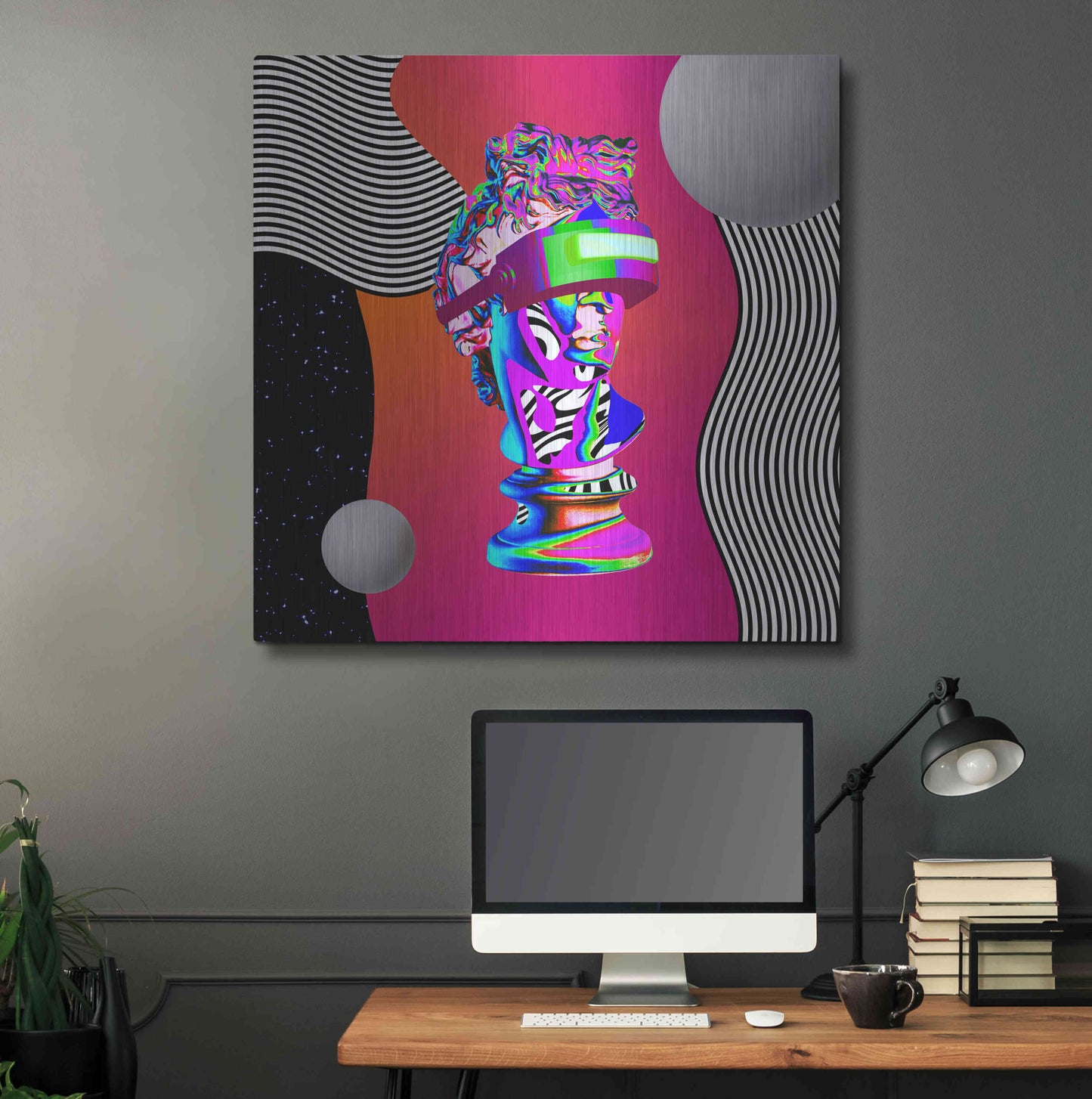 Luxe Metal Art 'Cyberpunk David ' by Luxe Metal Portfolio, Metal Wall Art,36x36
