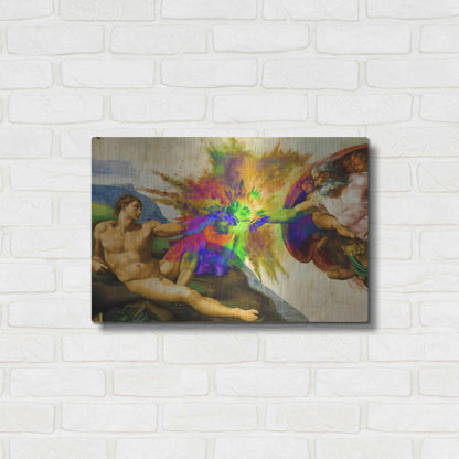 Luxe Metal Art 'Michelangelo - Creation of Adam Colorful I' by Epic Art Portfolio, Metal Wall Art,24x16
